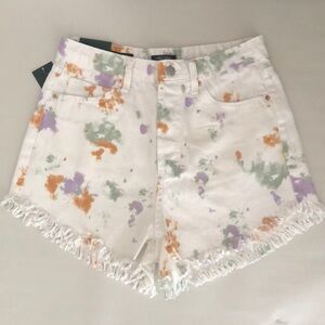 NWT Wild Fable Highest Rise Shorts Women's 6 White Tie Dye Button Fly Fr…